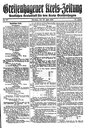 Greifenhagener Kreiszeitung vom 29.07.1919