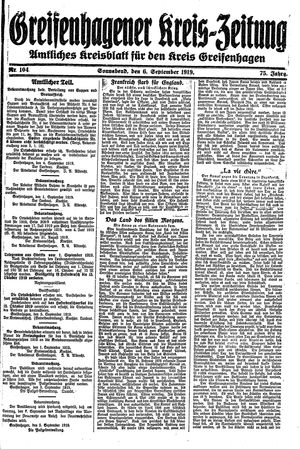 Greifenhagener Kreiszeitung vom 06.09.1919