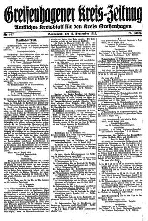 Greifenhagener Kreiszeitung vom 13.09.1919