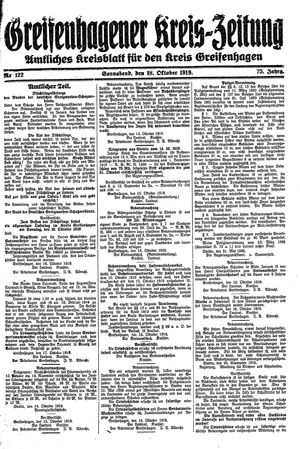 Greifenhagener Kreiszeitung vom 18.10.1919
