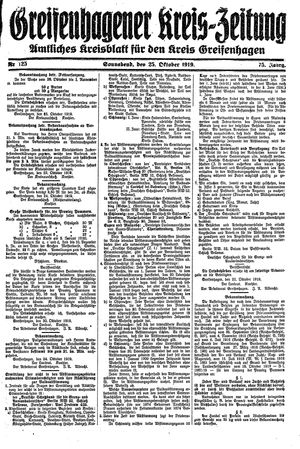 Greifenhagener Kreiszeitung vom 25.10.1919