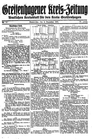 Greifenhagener Kreiszeitung vom 04.12.1919