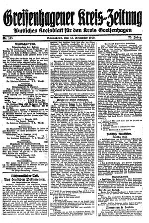Greifenhagener Kreiszeitung vom 13.12.1919