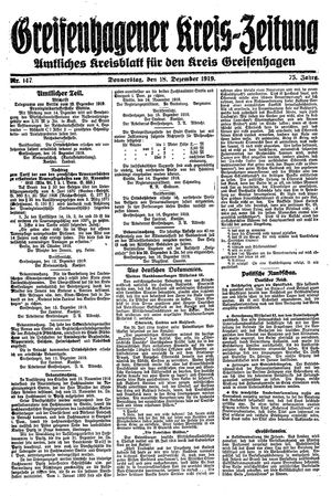 Greifenhagener Kreiszeitung vom 18.12.1919