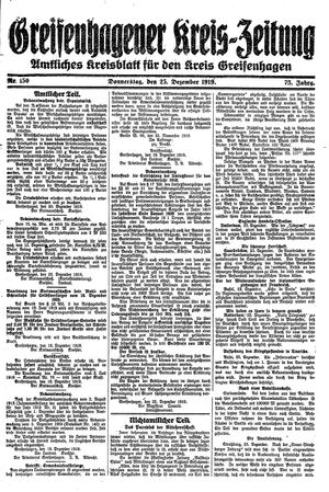 Greifenhagener Kreiszeitung vom 25.12.1919