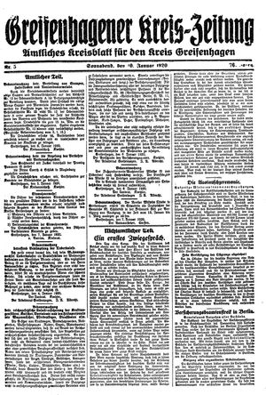 Greifenhagener Kreiszeitung vom 10.01.1920