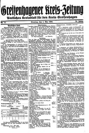 Greifenhagener Kreiszeitung vom 04.05.1920
