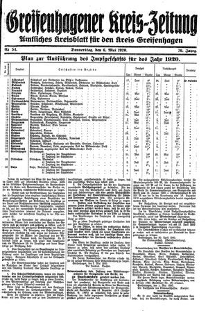 Greifenhagener Kreiszeitung vom 06.05.1920