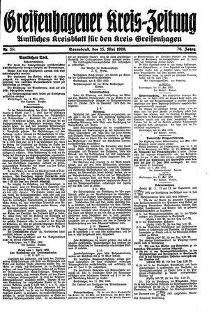 Greifenhagener Kreiszeitung vom 15.05.1920