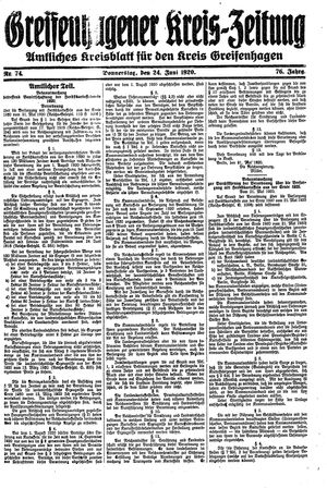 Greifenhagener Kreiszeitung vom 24.06.1920