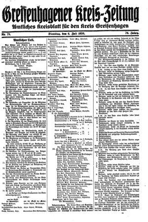 Greifenhagener Kreiszeitung vom 06.07.1920