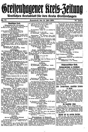 Greifenhagener Kreiszeitung vom 24.07.1920