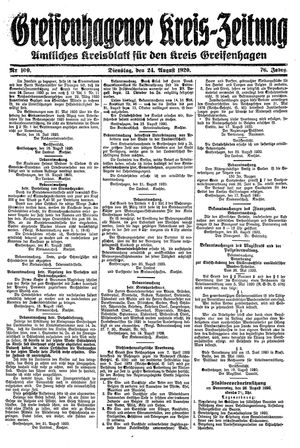 Greifenhagener Kreiszeitung vom 24.08.1920