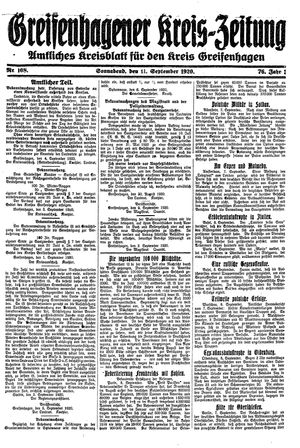 Greifenhagener Kreiszeitung vom 11.09.1920