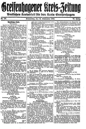 Greifenhagener Kreiszeitung on Sep 16, 1920