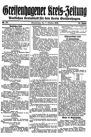Greifenhagener Kreiszeitung vom 07.10.1920