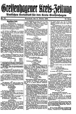 Greifenhagener Kreiszeitung vom 16.10.1920