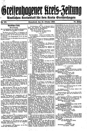 Greifenhagener Kreiszeitung vom 30.10.1920