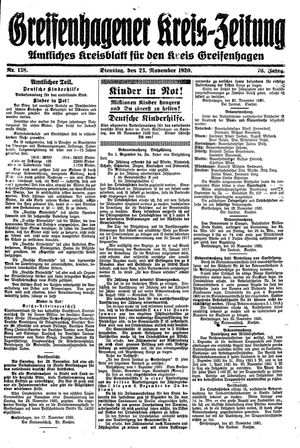 Greifenhagener Kreiszeitung vom 23.11.1920