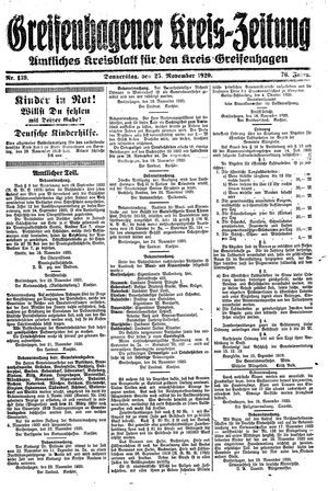 Greifenhagener Kreiszeitung vom 25.11.1920
