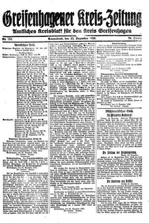Greifenhagener Kreiszeitung vom 25.12.1920