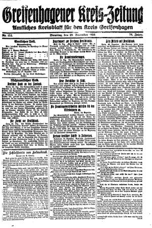Greifenhagener Kreiszeitung on Dec 28, 1920