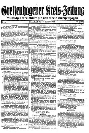 Greifenhagener Kreiszeitung vom 08.01.1921