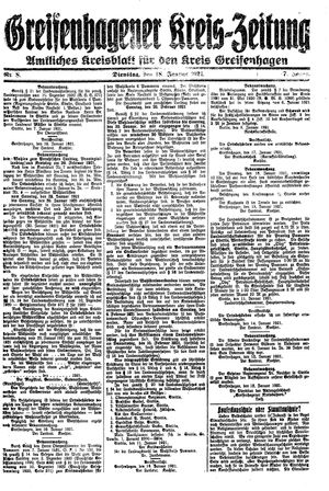 Greifenhagener Kreiszeitung vom 18.01.1921