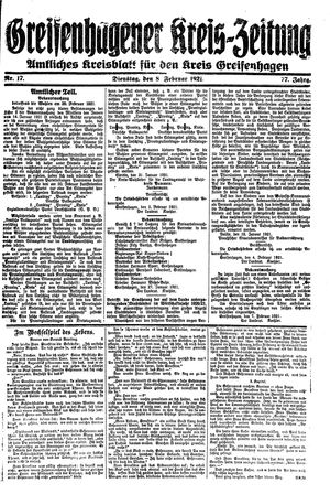 Greifenhagener Kreiszeitung vom 08.02.1921