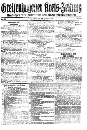 Greifenhagener Kreiszeitung vom 24.02.1921
