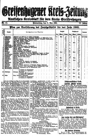 Greifenhagener Kreiszeitung on May 5, 1921