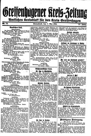 Greifenhagener Kreiszeitung vom 07.05.1921