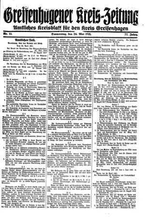 Greifenhagener Kreiszeitung vom 26.05.1921