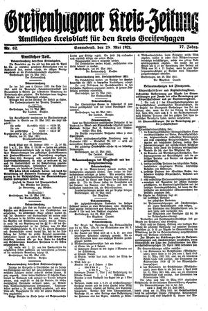 Greifenhagener Kreiszeitung on May 28, 1921