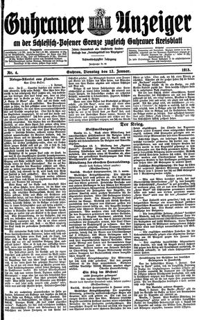 Guhrauer Anzeiger an der Schlesisch-Posener Grenze vom 12.01.1915