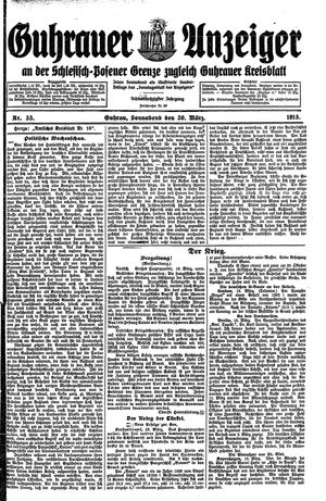 Guhrauer Anzeiger an der Schlesisch-Posener Grenze vom 20.03.1915