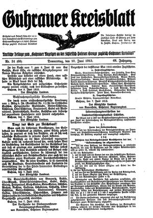Guhrauer Anzeiger an der Schlesisch-Posener Grenze vom 10.06.1915