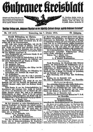 Guhrauer Anzeiger an der Schlesisch-Posener Grenze vom 07.10.1915