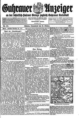 Guhrauer Anzeiger an der Schlesisch-Posener Grenze vom 16.10.1915