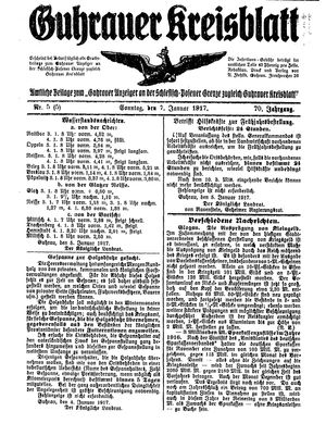 Guhrauer Anzeiger an der Schlesisch-Posener Grenze vom 07.01.1917