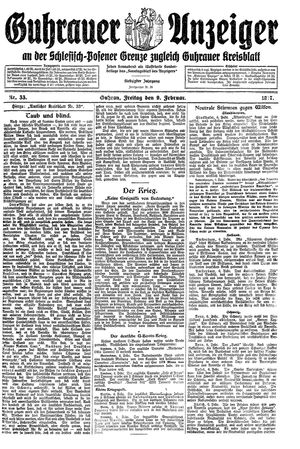 Guhrauer Anzeiger an der Schlesisch-Posener Grenze vom 09.02.1917