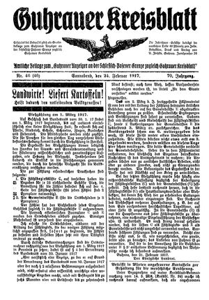 Guhrauer Anzeiger an der Schlesisch-Posener Grenze on Feb 24, 1917