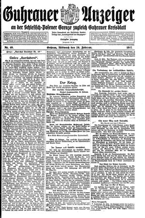 Guhrauer Anzeiger an der Schlesisch-Posener Grenze on Feb 28, 1917