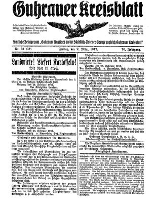 Guhrauer Anzeiger an der Schlesisch-Posener Grenze on Mar 2, 1917