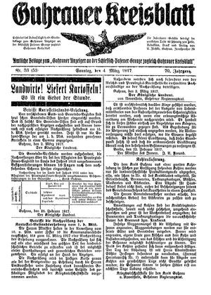 Guhrauer Anzeiger an der Schlesisch-Posener Grenze vom 04.03.1917