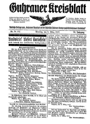 Guhrauer Anzeiger an der Schlesisch-Posener Grenze vom 06.03.1917