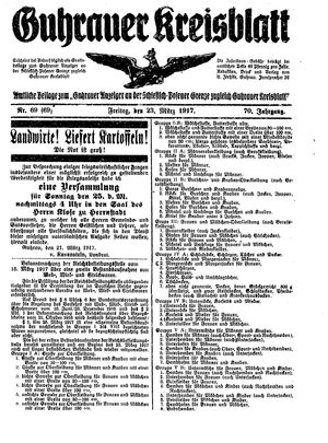 Guhrauer Anzeiger an der Schlesisch-Posener Grenze vom 23.03.1917