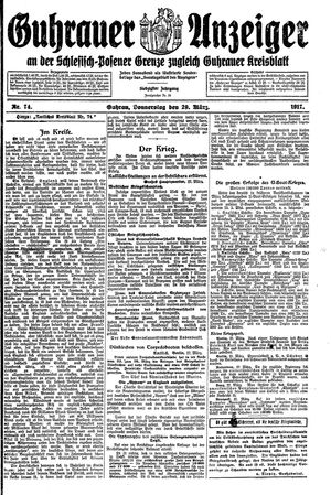 Guhrauer Anzeiger an der Schlesisch-Posener Grenze vom 29.03.1917
