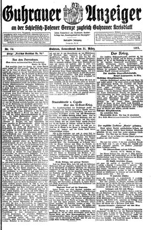 Guhrauer Anzeiger an der Schlesisch-Posener Grenze on Mar 31, 1917