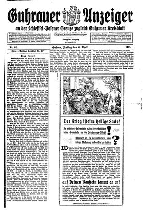 Guhrauer Anzeiger an der Schlesisch-Posener Grenze vom 06.04.1917